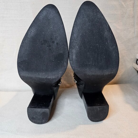 Steve Madden Cade Black Leather Studded Boots - Size 6 - Picture 7 of 8